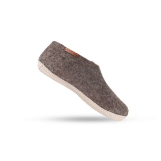 Uldhjemmesko (100% ren uld) - Model Brun m/sål i skind - Dansk Design fra SHUS - 36