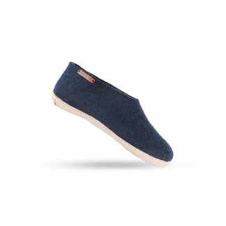 Uldhjemmesko (100% ren uld) - Model Blå m/sål i skind - Dansk Design fra SHUS - 36