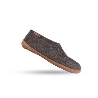 Uldhjemmesko (100% ren uld) - Model Brun m/Gummisål - Dansk Design fra SHUS - 36