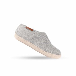 Uldhjemmesko (100% ren uld) - Model Grå m/sål i skind - Dansk Design fra SHUS - 36