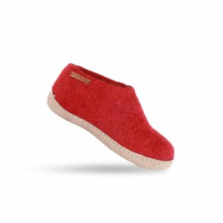Uldhjemmesko Børn (100% ren uld) - Model rød m/sål i skind - Dansk Design fra SHUS - 26