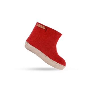 Uldstøvle Børn (100% ren uld) - Model Rød m/sål i skind - Dansk Design fra SHUS - 25