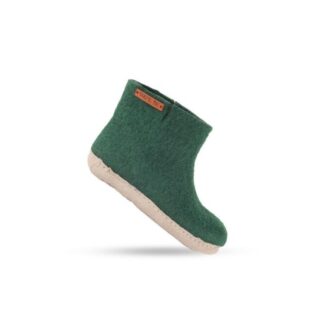 Støvle af uld til Børn (100% ren uld) - Model Grøn m/sål i skind - Dansk Design fra SHUS - 25
