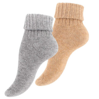 2 par korte uldsokker, alpaka, grĂĄ og beige